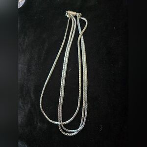Elegant 3 Chain Silver Necklace 8' Long